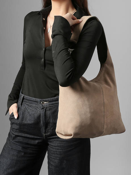 Schoudertas Leather Leder Biba Beige leather JAP2L ander zicht 1